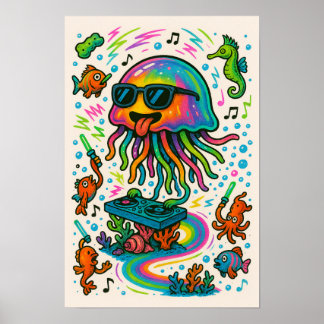 Poster du DJ Underwater Party de méduse