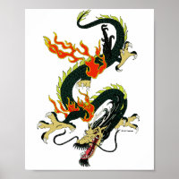 Poster du dragon chinois noir