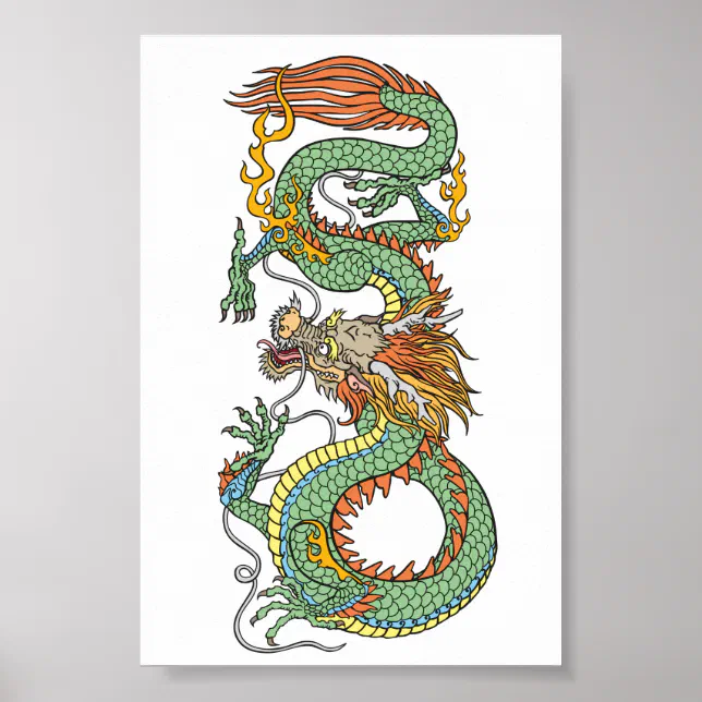 Poster du dragon chinois traditionnel