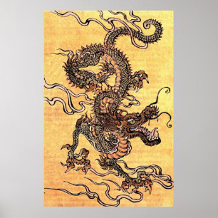 Poster du dragon chinois vintage