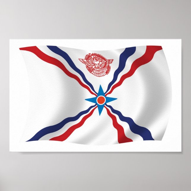 Poster du drapeau de la nation assyrienne Imprimer (Devant)