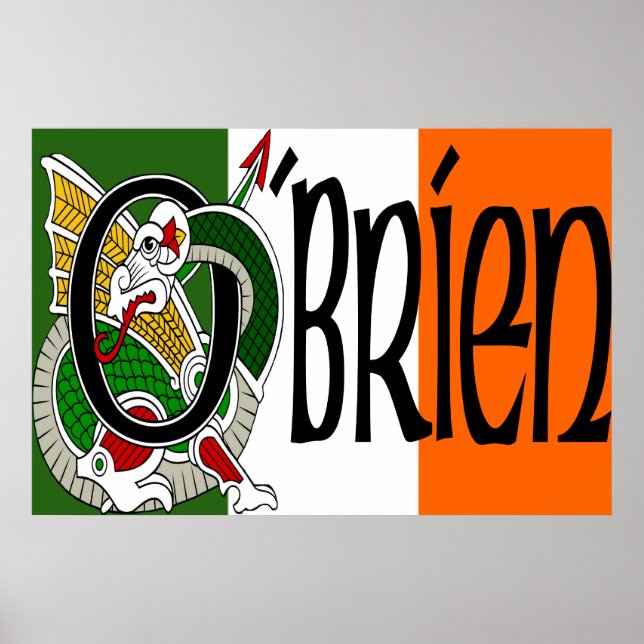 Poster du drapeau irlandais O'Brien Dragon (Devant)