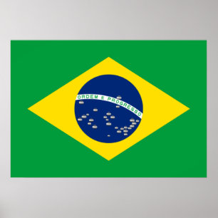 Poster du drapeau national du Brésil avec des roch