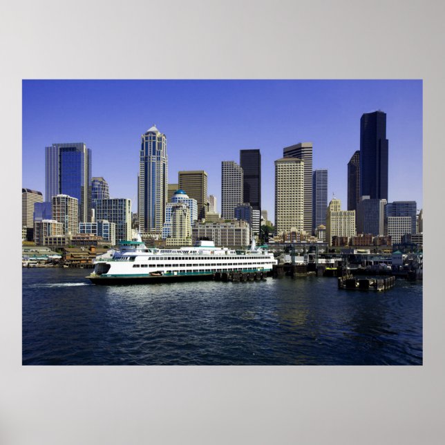 Poster du Ferry et des bâtiments de Seattle (Devant)