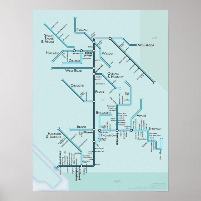 Poster du fleuve Fraser 15 x 20 (Devant)