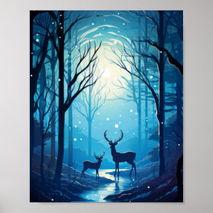 Poster du fond d'écran vectoriel Majestic Deer Sil