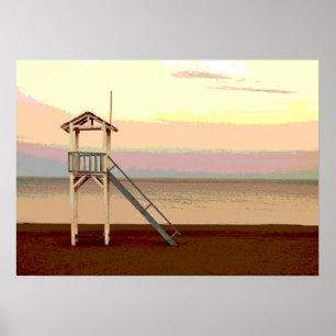 Poster du gardien de sauvetage sur la plage