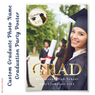 Poster du Graduate sur mesure Nom de la photo Grad