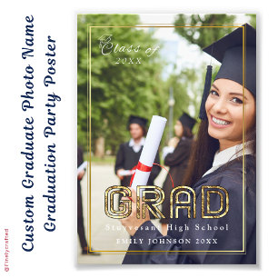 Poster du Graduate sur mesure Nom de la photo Grad