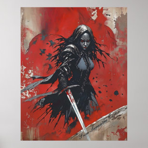 Poster du guerrier de l'Imaginaire foncé - Chevali