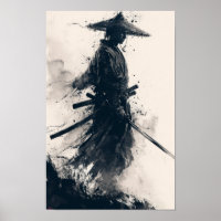 Poster du guerrier samouraï debout sur scène