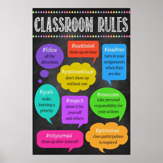 Poster du hashtag Règles de classe (Devant)