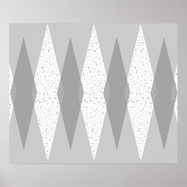 Poster du Jacquard gris moderne du milieu du siècl (Devant)
