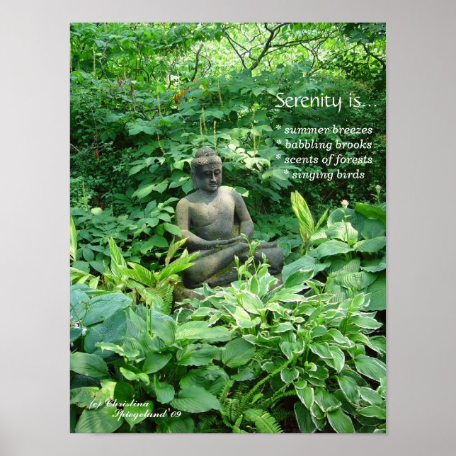 Poster du jardin du Bouddha de méditation (Devant)