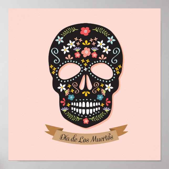 Poster du jour de la mort du crâne de sucre - carr (Devant)