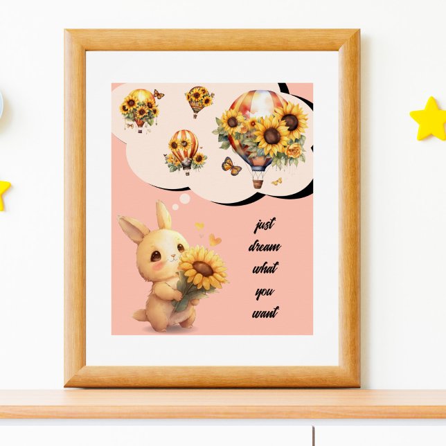 Poster du lapin mignon | Rêvez ce que vous voulez (Créateur téléchargé)