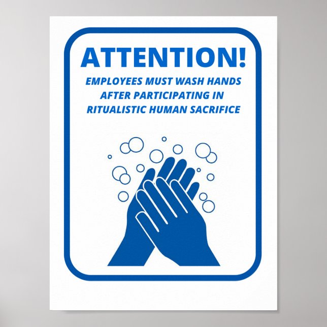 Poster du lavage de main de l'employé (Devant)