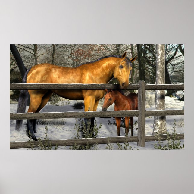 Poster du lièvre et du poulain en hiver (Devant)