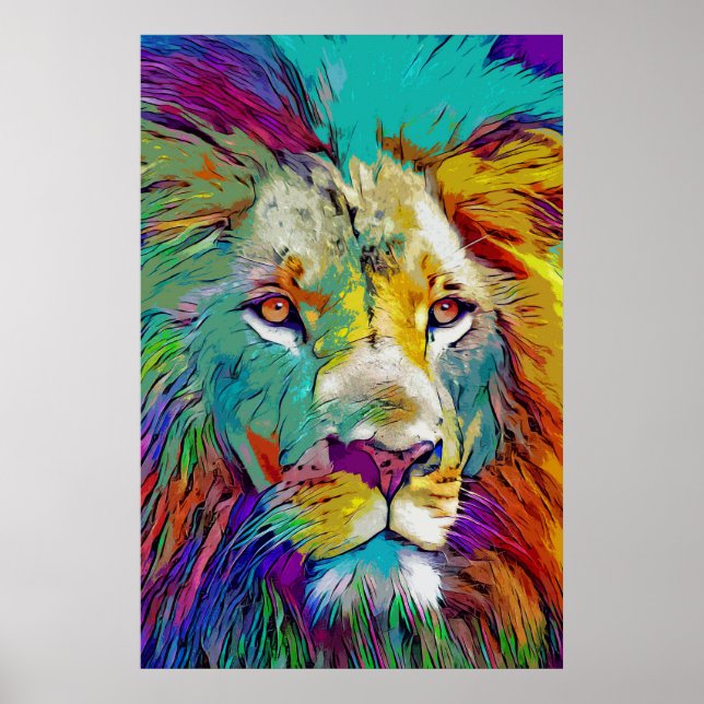 Poster du lion arc-en-ciel (Devant)