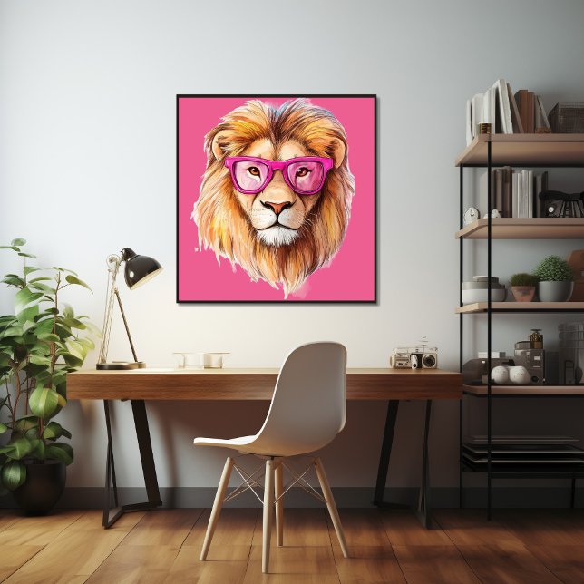 Poster du lion aux lunettes roses (Créateur téléchargé)