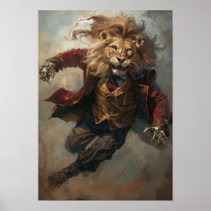 Poster du lion Steampunk   Lion Artistique en Clo 