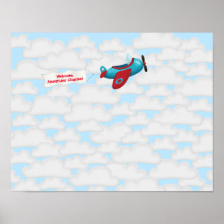 Poster du livre d'invité du Baby shower d'avion