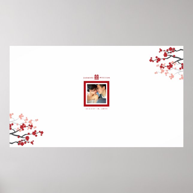 Poster du livre d'or chinois Mariage Cherry Blosso (Devant)