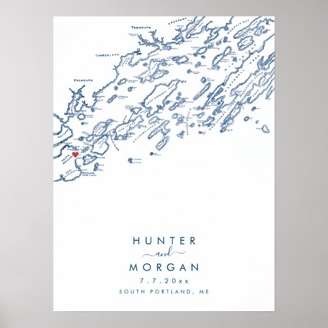 Poster du livre d'or moderne South Portland Maine (Devant)
