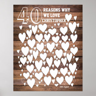Poster du livre d'or Rustic 40th Birthday
