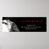 Poster du loup de leadership motivationnel noir bl