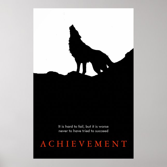 Poster du loup de Motivation unique en noir blanc  (Devant)