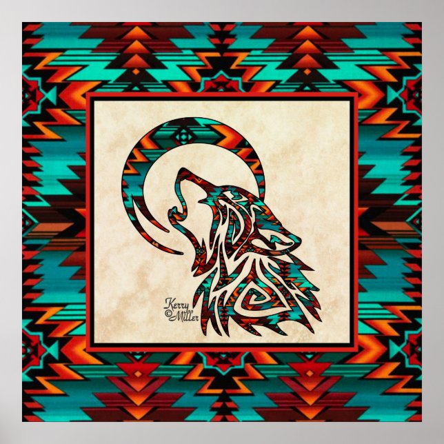 Poster du loup tribal du sud-ouest (Devant)