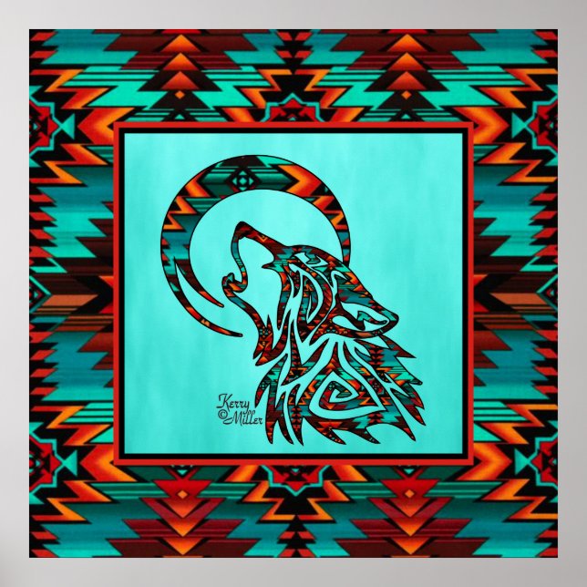 Poster du loup tribal du sud-ouest (Devant)