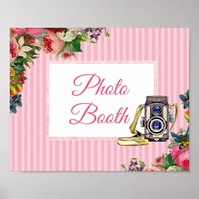 Poster du Mariage de la cabine photo rose Floral (Devant)