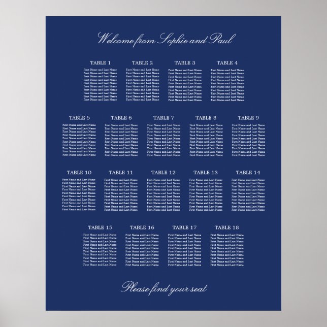Poster du Mariage de table bleu marine 18 (Devant)