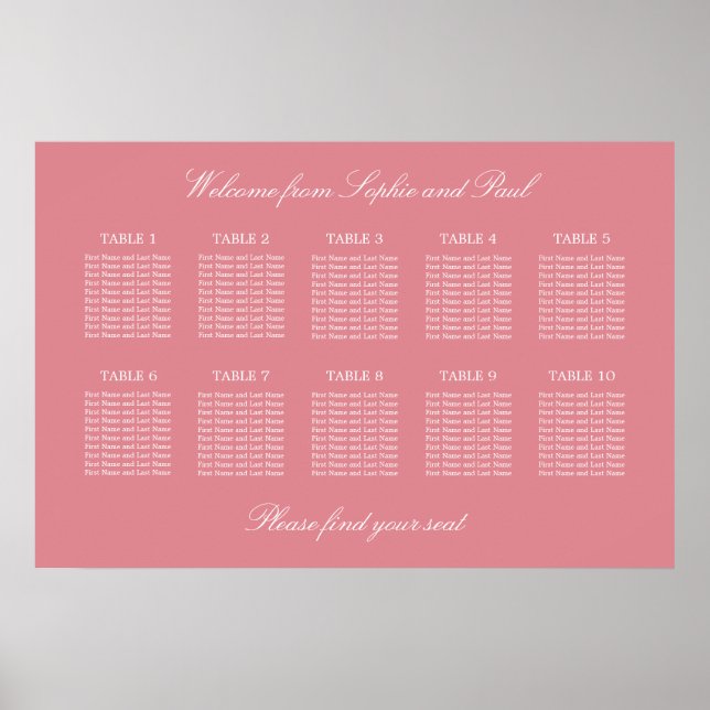 Poster du Mariage de table Blush Pink 10 (Devant)