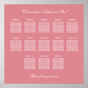 Poster du Mariage de table Blush Pink 13