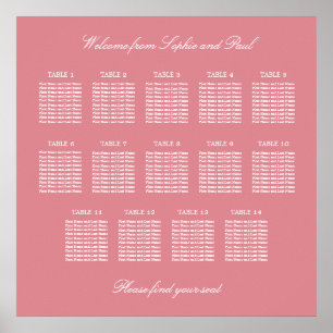 Poster du Mariage de table Blush Pink 14