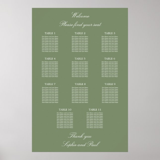 Poster du Mariage de table Sage Green 11 (Devant)