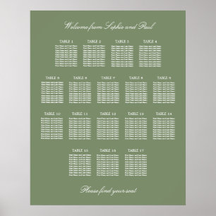 Poster du Mariage de table Sage Green 17