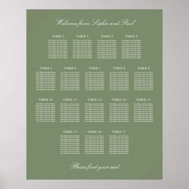 Poster du Mariage de table Sage Green 17 (Devant)
