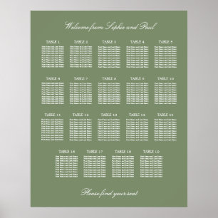 Poster du Mariage de table Sage Green 19