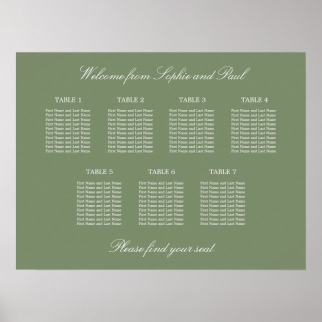 Poster du Mariage de table Sage Green 7 (Devant)
