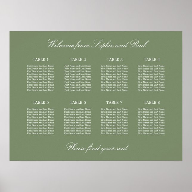 Poster du Mariage de table Sage Green 8 (Devant)