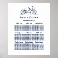 Poster du Mariage du  du vélo en tandem bleu de la