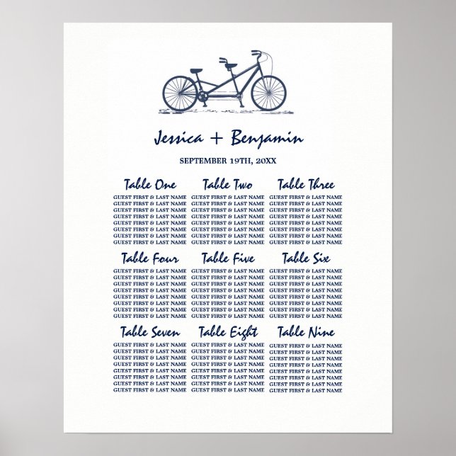 Poster du Mariage du  du vélo en tandem bleu de la (Devant)