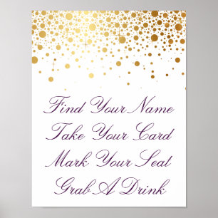 Poster du Mariage Faux Gold   Liste personnalisée