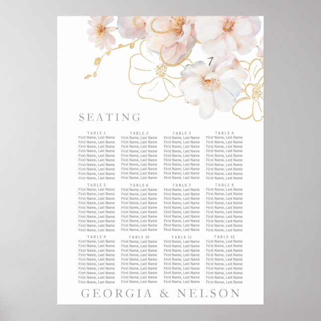 Poster du Mariage Fleur sauvage Blush Gold (Devant)