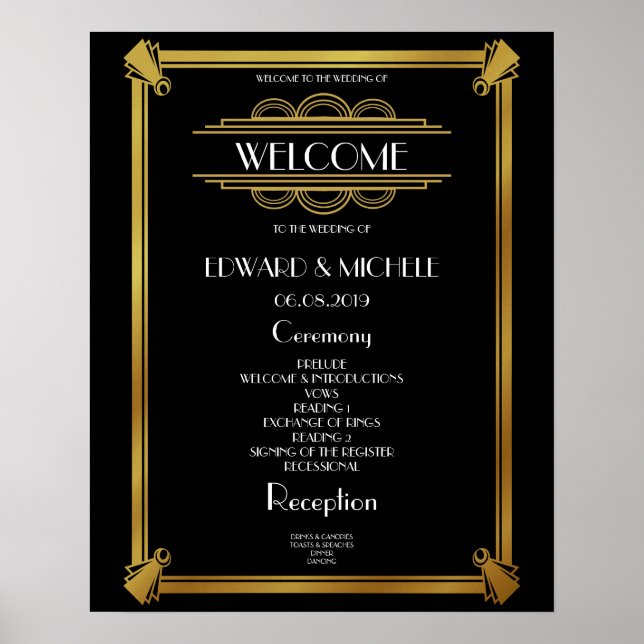 Poster du mariage Mariage Art Déco Gatsby (Devant)
