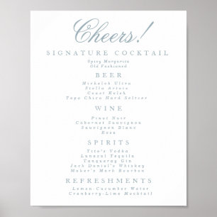 Poster du menu de la barre classique bleue et blan